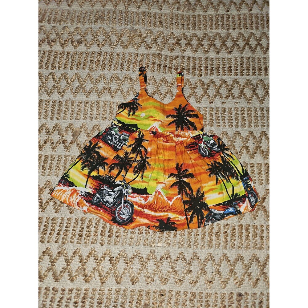 Ky's Hawaiian Sunset Motorcycle Print Dress 1-2 Years